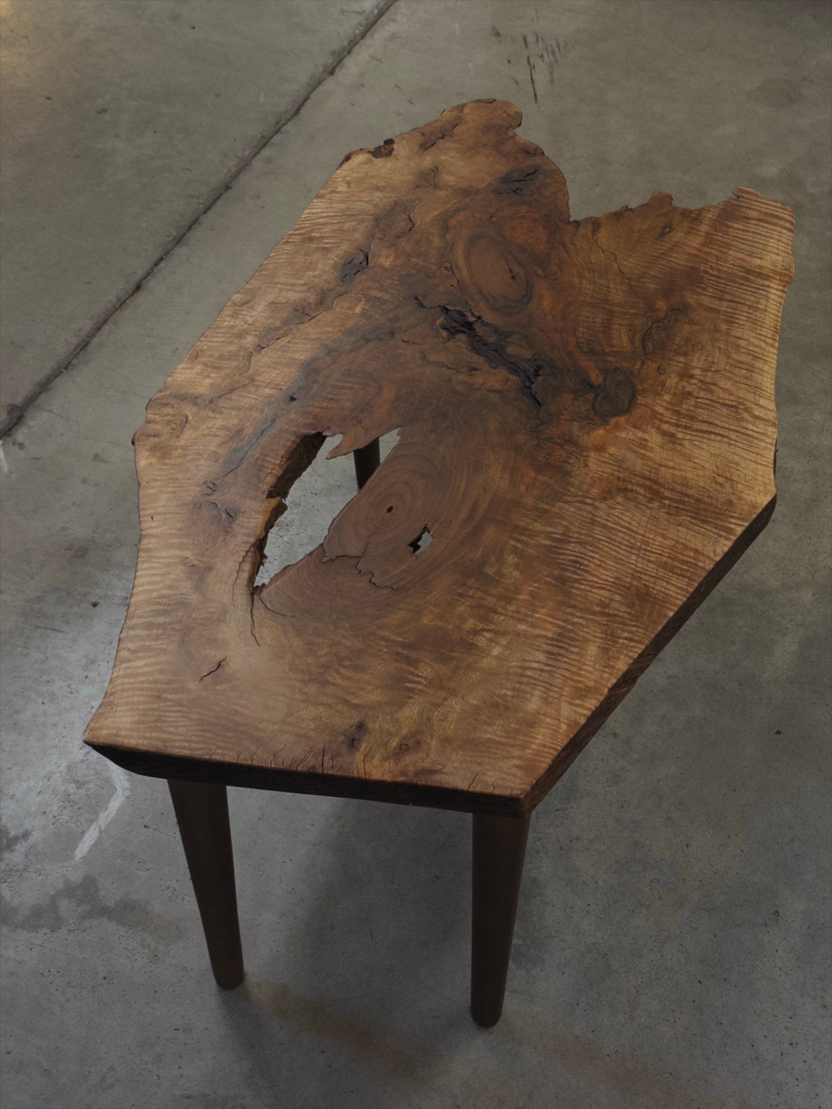 Rustic Live Edge Black Walnut Coffee Table with Wood Legs