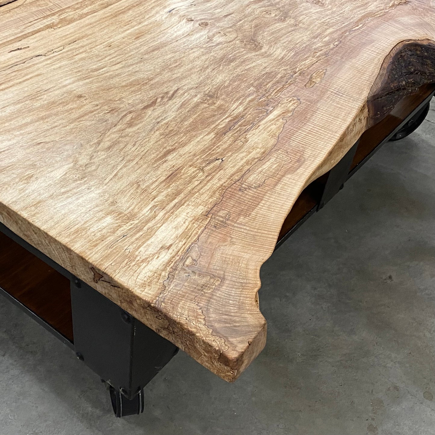 Spalted Maple Rolling Coffee Table