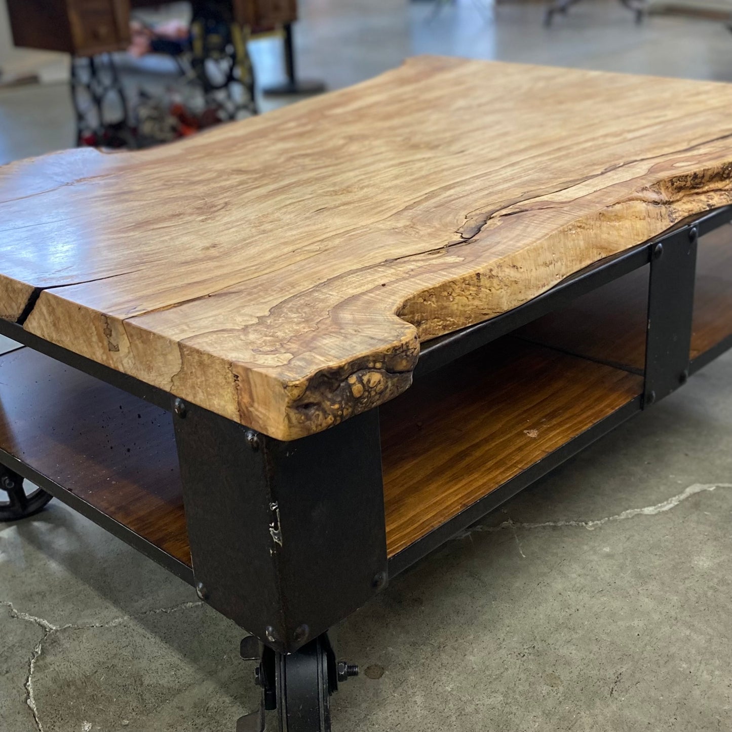 Spalted Maple Rolling Coffee Table