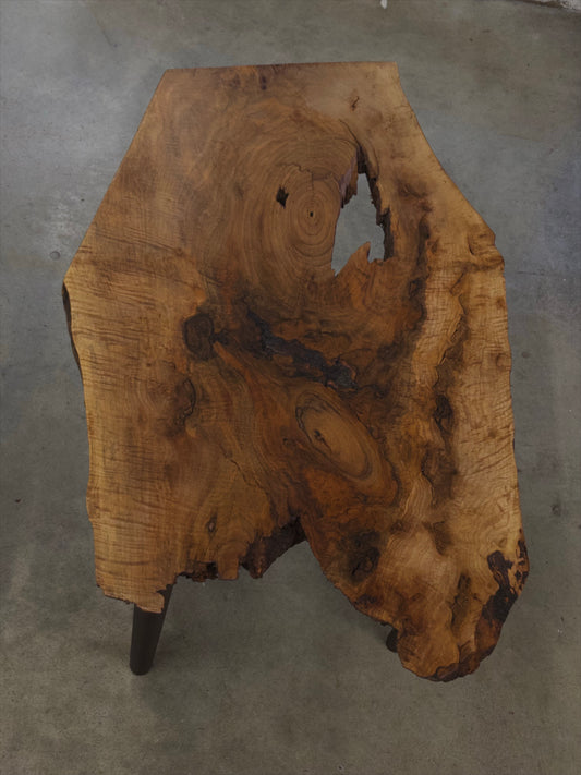 Rustic Live Edge Black Walnut Coffee Table with Wood Legs
