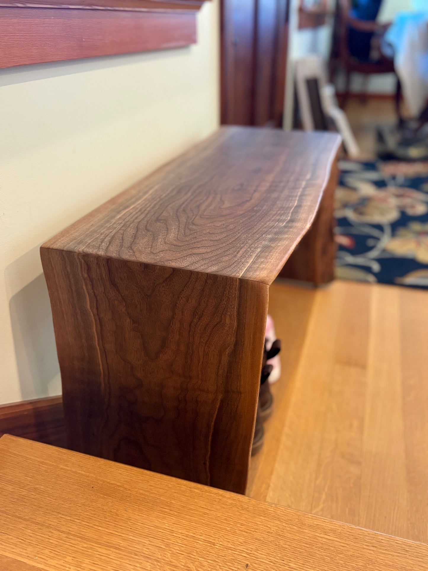 Double Live Edge Waterfall Bench - Black Walnut