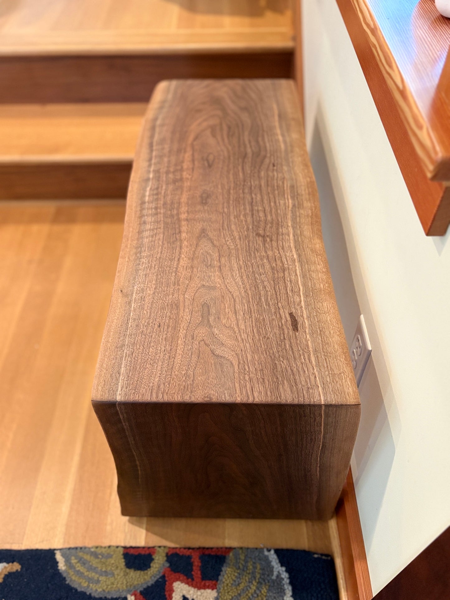 Double Live Edge Waterfall Bench - Black Walnut