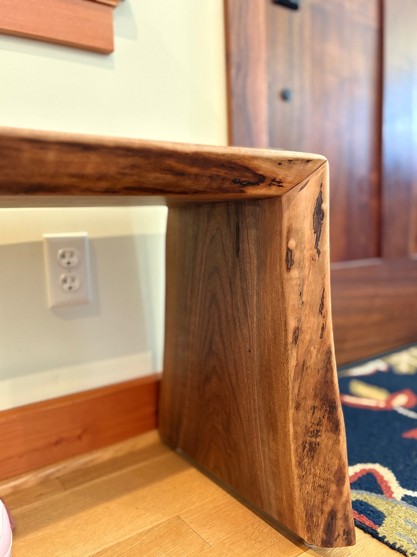 Double Live Edge Waterfall Bench - Black Walnut