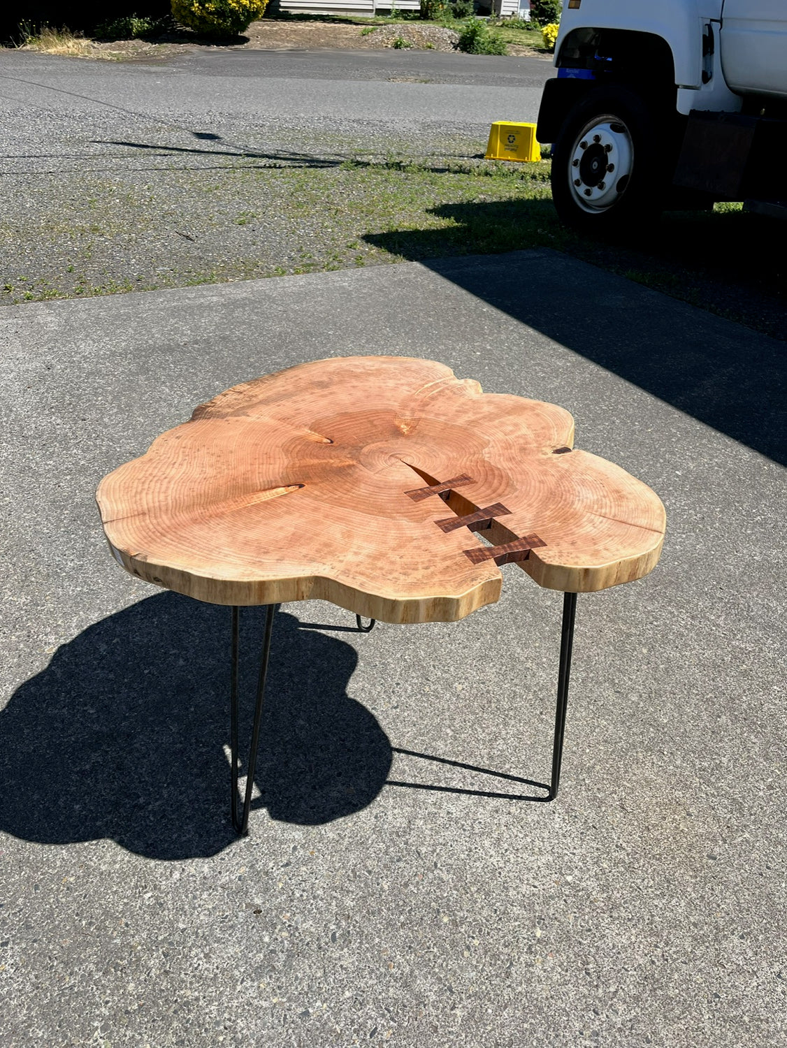 Live Edge Maple Side Table with Black Walnut Butterflies