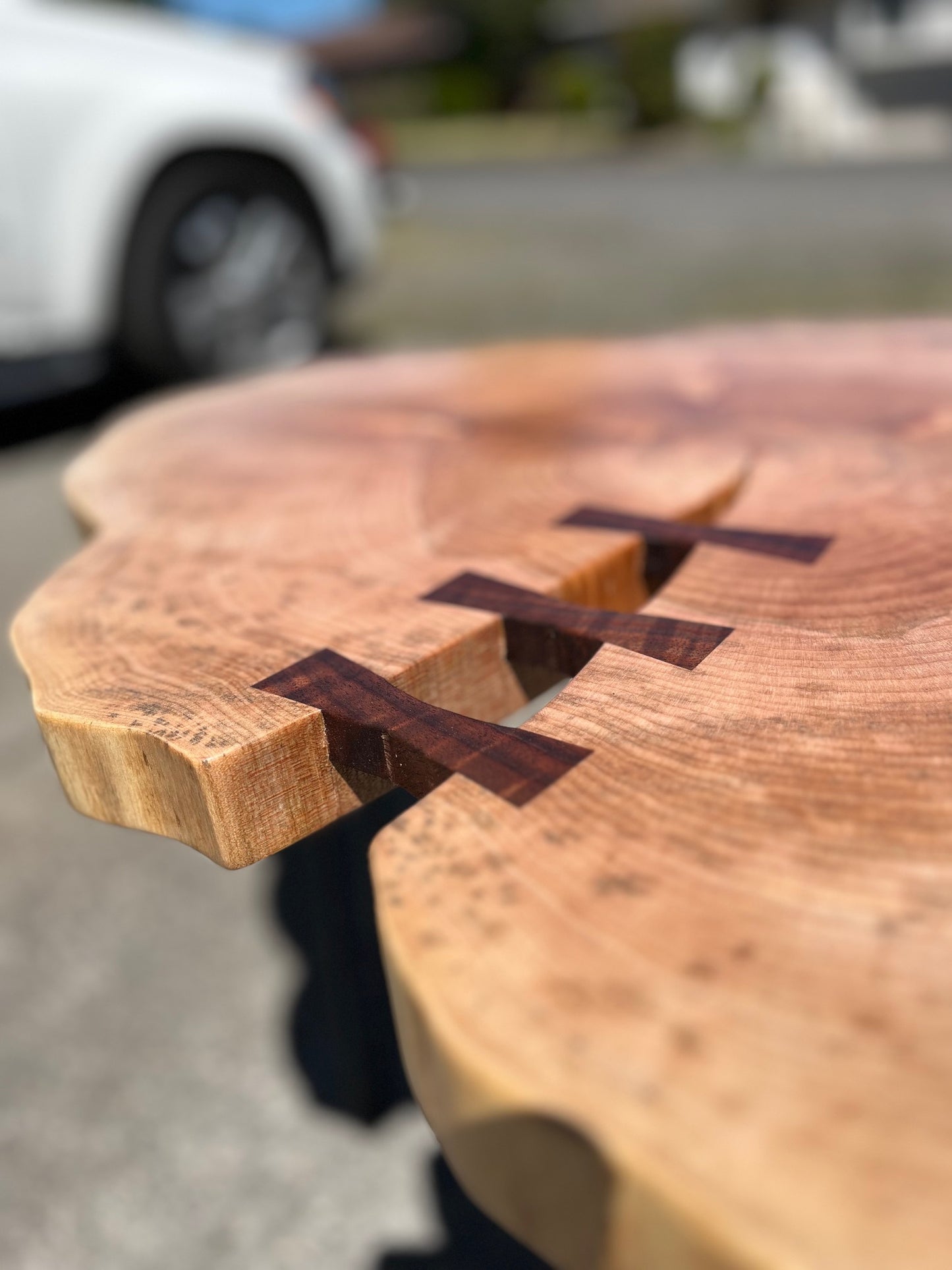 Live Edge Maple Side Table with Black Walnut Butterflies