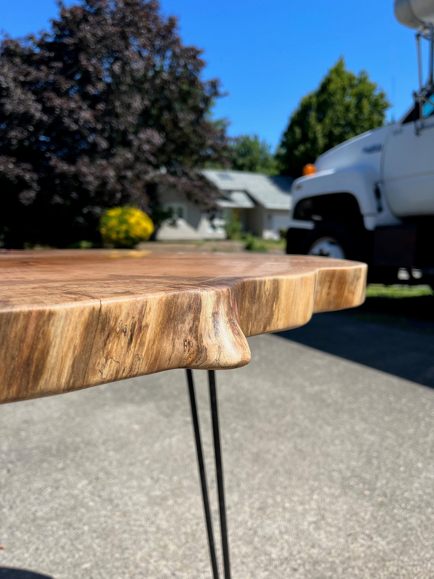 Live Edge Maple Side Table with Black Walnut Butterflies